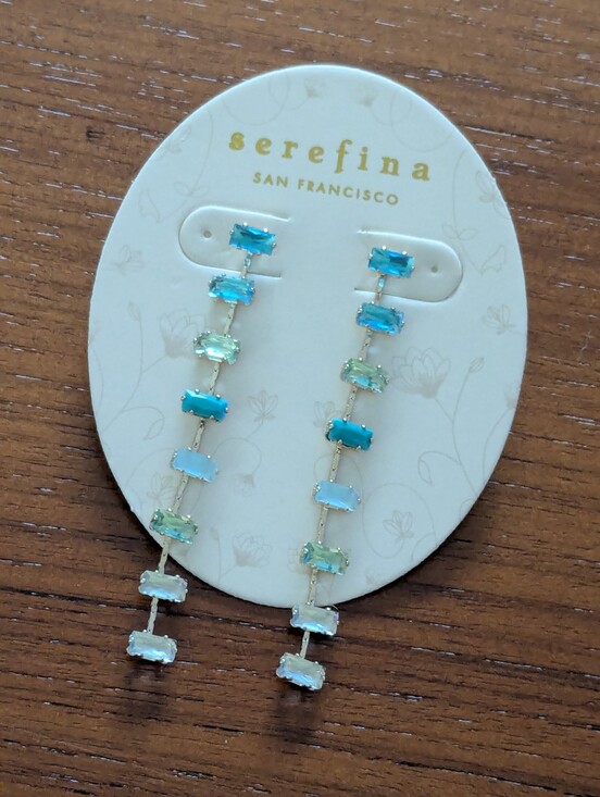 Serefina Jewelry - Serefina Multicolor Blue-Green Linear Drop Earrings NEW